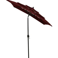 MAISON EXCLUSIVE - Parasol de jardin à 3 niveaux mât en aluminium rouge bordeaux