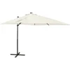 MAISON EXCLUSIVE - Parasol de jardin en porte-à-faux et mât et lumières led sable