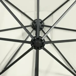 MAISON EXCLUSIVE - Parasol de jardin en porte-à-faux et mât et lumières led sable