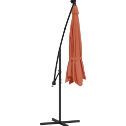 MAISON EXCLUSIVE - Parasol de jardin en porte-à-faux et lumières led mât en acier