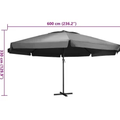 MAISON EXCLUSIVE - Parasol de jardin avec mât en aluminium 600 cm anthracite