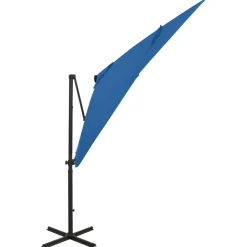 MAISON EXCLUSIVE - Parasol de jardin en porte-à-faux et mât et lumières led
