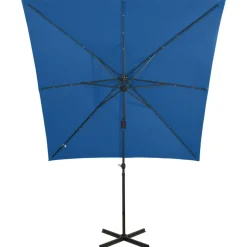 MAISON EXCLUSIVE - Parasol de jardin en porte-à-faux et mât et lumières led