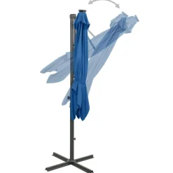 MAISON EXCLUSIVE - Parasol de jardin en porte-à-faux et mât et lumières led