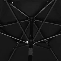MAISON EXCLUSIVE - Parasol de jardin à 3 niveaux avec mât en aluminium noir 2,5 m