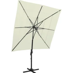 MAISON EXCLUSIVE - Parasol de jardin à 4 niveaux avec mât en aluminium sable