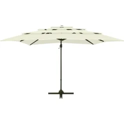 MAISON EXCLUSIVE - Parasol de jardin à 4 niveaux avec mât en aluminium sable