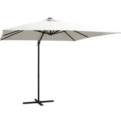 MAISON EXCLUSIVE - Parasol de jardin en porte-à-faux lumières led et mât en acier
