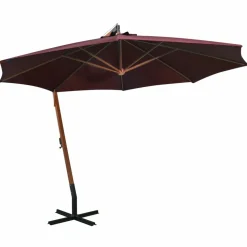 MAISON EXCLUSIVE - Parasol de jardin suspendu et mât rouge bordeaux bois de sapin