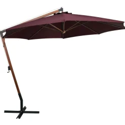 MAISON EXCLUSIVE - Parasol de jardin suspendu et mât rouge bordeaux bois de sapin