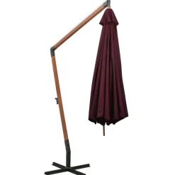 MAISON EXCLUSIVE - Parasol de jardin suspendu et mât rouge bordeaux bois de sapin
