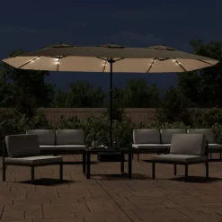 MAISON EXCLUSIVE - Parasol de jardin à double tête avec led taupe 449x265 cm