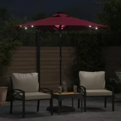 MAISON EXCLUSIVE - Parasol de jardin avec led mât en acier bordeaux 225x225x212 cm