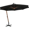 MAISON EXCLUSIVE - Parasol de jardin suspendu avec mât noir bois de sapin massif
