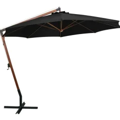 MAISON EXCLUSIVE - Parasol de jardin suspendu avec mât noir bois de sapin massif