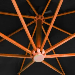 MAISON EXCLUSIVE - Parasol de jardin suspendu avec mât noir bois de sapin massif