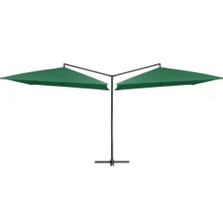 MAISON EXCLUSIVE - Parasol double avec mât en acier 250 x 250 cm vert