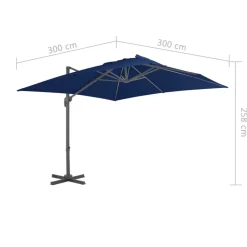 MAISON EXCLUSIVE - Parasol de jardin en porte-à-faux et mât en aluminium bleu azur
