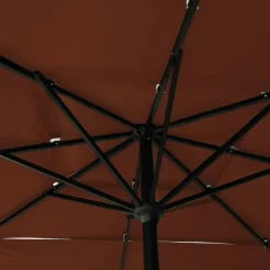 MAISON EXCLUSIVE - Parasol de jardin à 3 niveaux avec mât en aluminium terre cuite