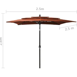 MAISON EXCLUSIVE - Parasol de jardin à 3 niveaux avec mât en aluminium terre cuite