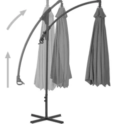 MAISON EXCLUSIVE - Parasol de jardin en porte-à-faux avec mât en acier anthracite