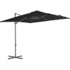 MAISON EXCLUSIVE - Parasol de jardin en porte-à-faux avec mât en acier noir