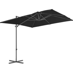 MAISON EXCLUSIVE - Parasol de jardin en porte-à-faux avec mât en acier noir