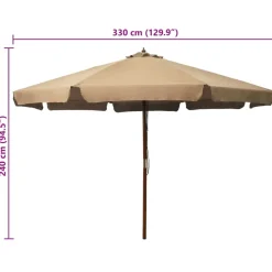 MAISON EXCLUSIVE - Parasol d'extérieur avec mât en bois 330 cm taupe