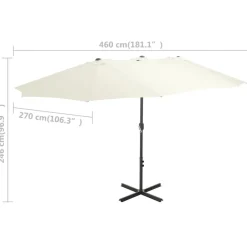 MAISON EXCLUSIVE - Parasol d'extérieur et poteau en aluminium 460x270 cm sable