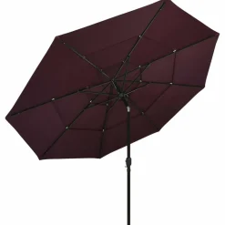 MAISON EXCLUSIVE - Parasol de jardin à 3 niveaux mât en aluminium rouge bordeaux