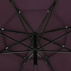 MAISON EXCLUSIVE - Parasol de jardin à 3 niveaux mât en aluminium rouge bordeaux