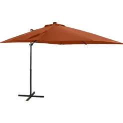 MAISON EXCLUSIVE - Parasol de jardin en porte-à-faux avec mât et lumières led