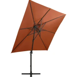 MAISON EXCLUSIVE - Parasol de jardin en porte-à-faux avec mât et lumières led