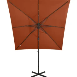 MAISON EXCLUSIVE - Parasol de jardin en porte-à-faux avec mât et lumières led