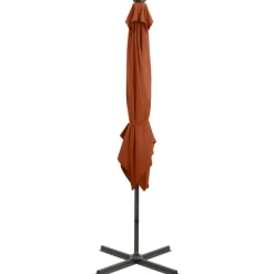 MAISON EXCLUSIVE - Parasol de jardin en porte-à-faux avec mât et lumières led