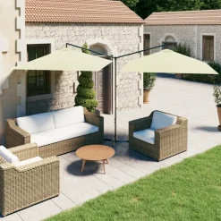 MAISON EXCLUSIVE - Parasol de jardin double avec mât en acier sable 600x300 cm