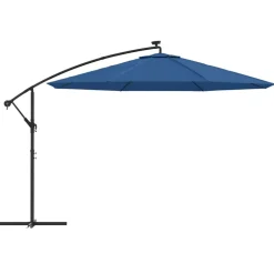 MAISON EXCLUSIVE - Parasol de jardin en porte-à-faux avec lumières led bleu azuré