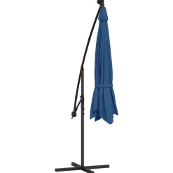 MAISON EXCLUSIVE - Parasol de jardin en porte-à-faux avec lumières led bleu azuré