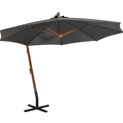 MAISON EXCLUSIVE - Parasol de jardin suspendu avec mât anthracite bois de sapin