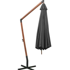 MAISON EXCLUSIVE - Parasol de jardin suspendu avec mât anthracite bois de sapin