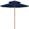 MAISON EXCLUSIVE - Parasol à deux étages avec mât en bois bleu 270 cm