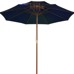 MAISON EXCLUSIVE - Parasol à deux étages avec mât en bois bleu 270 cm