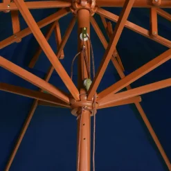 MAISON EXCLUSIVE - Parasol à deux étages avec mât en bois bleu 270 cm