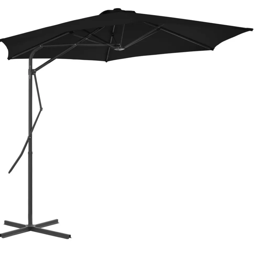 MAISON EXCLUSIVE - Parasol de jardin avec mât en acier noir 300x230 cm