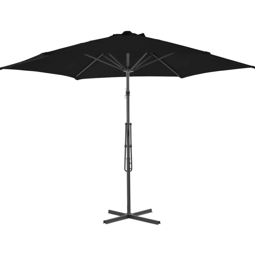 MAISON EXCLUSIVE - Parasol de jardin avec mât en acier noir 300x230 cm