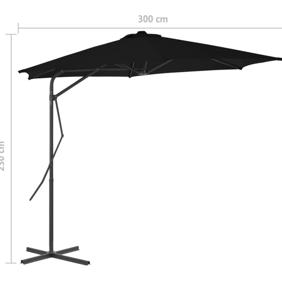 MAISON EXCLUSIVE - Parasol de jardin avec mât en acier noir 300x230 cm
