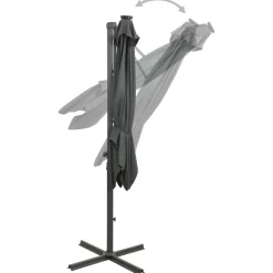 MAISON EXCLUSIVE - Parasol de jardin en porte-à-faux avec mât et lumières led