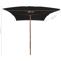 MAISON EXCLUSIVE - Parasol de jardin avec mât en bois noir 200x300 cm