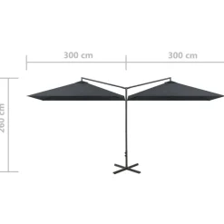 MAISON EXCLUSIVE - Parasol de jardin double avec mât en acier anthracite 600x300cm