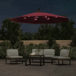 MAISON EXCLUSIVE - Parasol de jardin en porte-à-faux et lumières led mât en acier